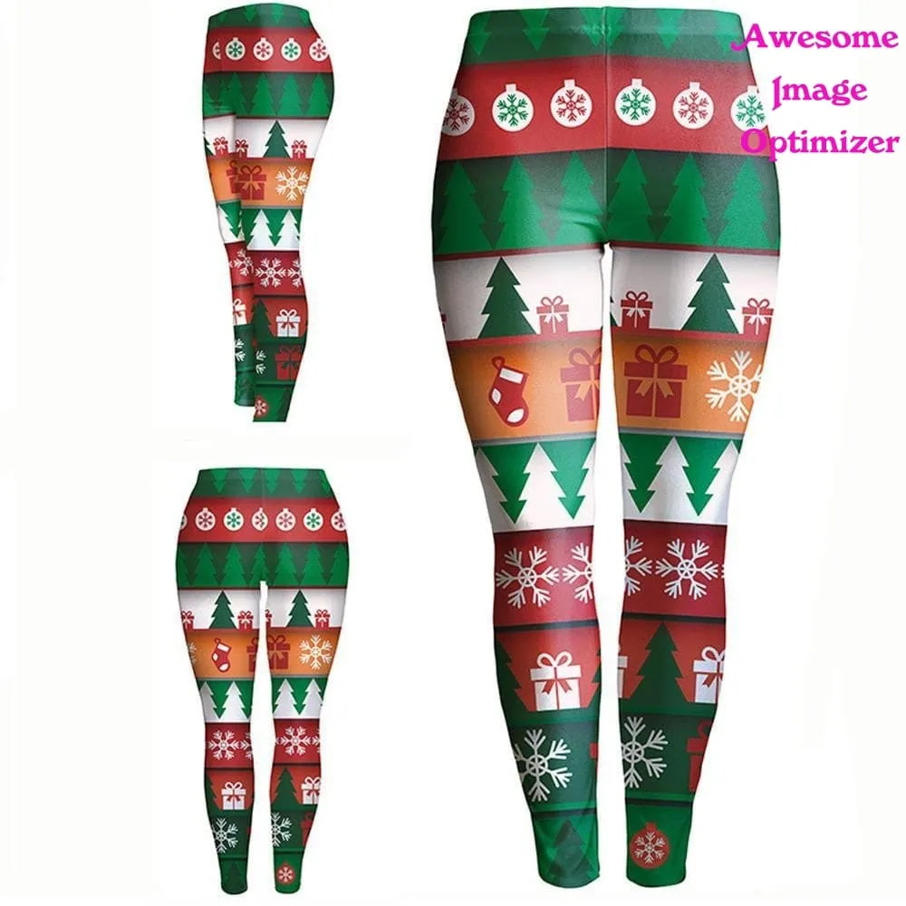 Fashion Women Lady Skinny Christmas Printed Stretchy Pants Leggings