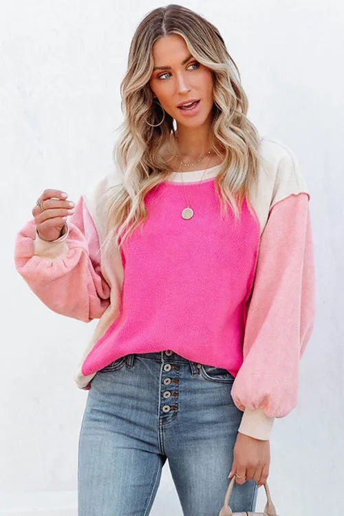 Feeling Fab Teddy Color Block Pullover - 5 Colors