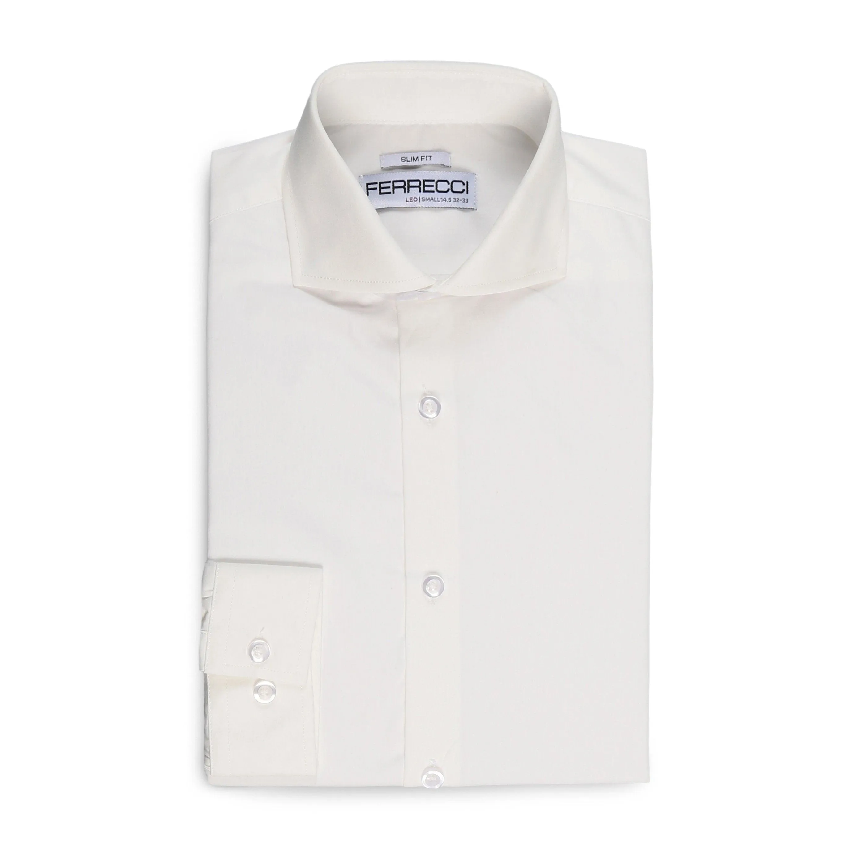 Ferrecci Men's Spread Collar Dress Shirt With Barrel Cuff Snow White