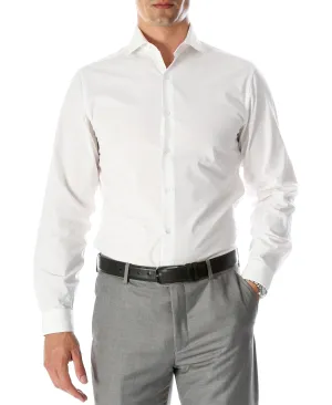 Ferrecci Men's Spread Collar Dress Shirt With Barrel Cuff Snow White