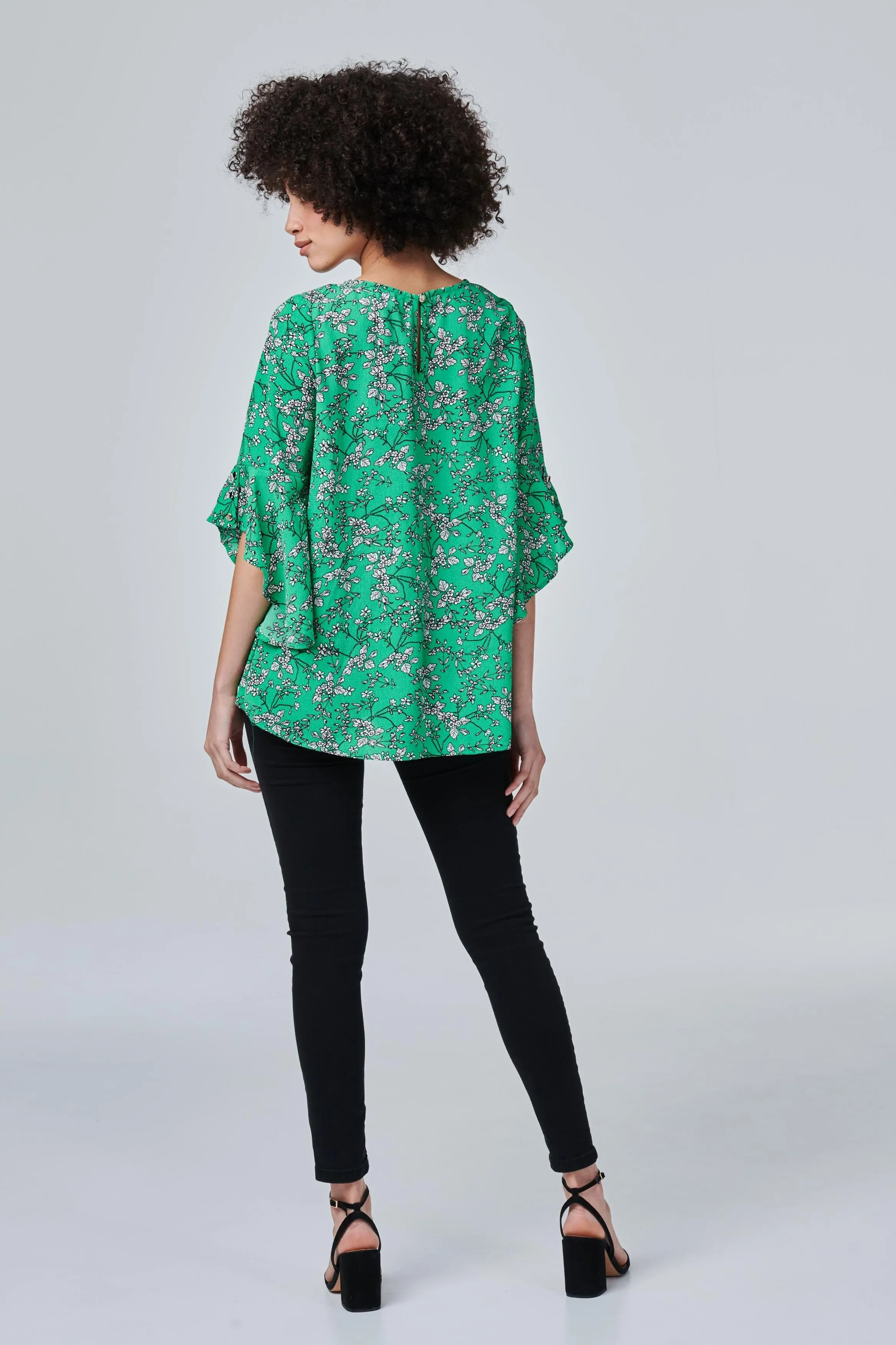 Floral Flute Sleeve Top