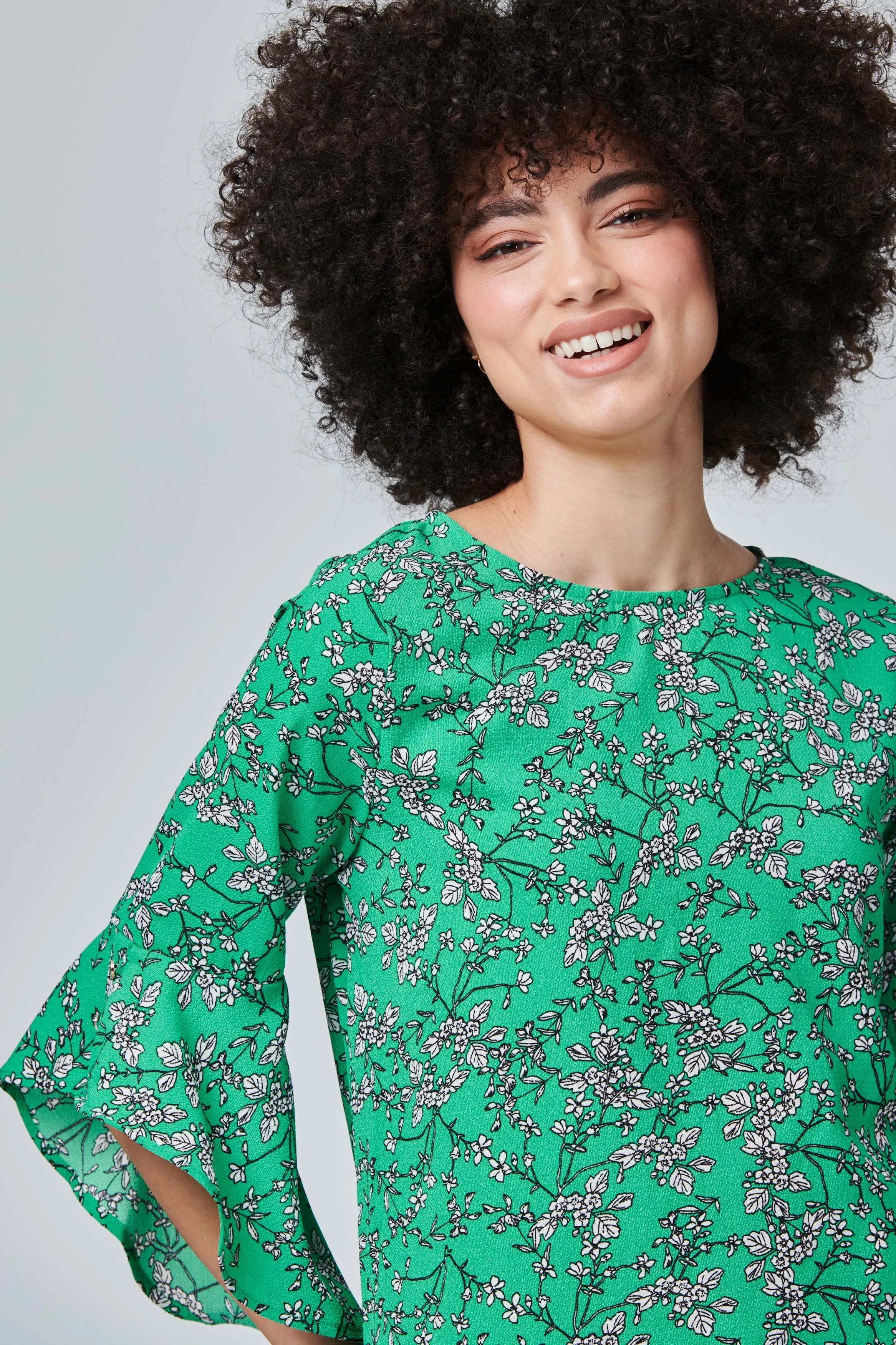 Floral Flute Sleeve Top