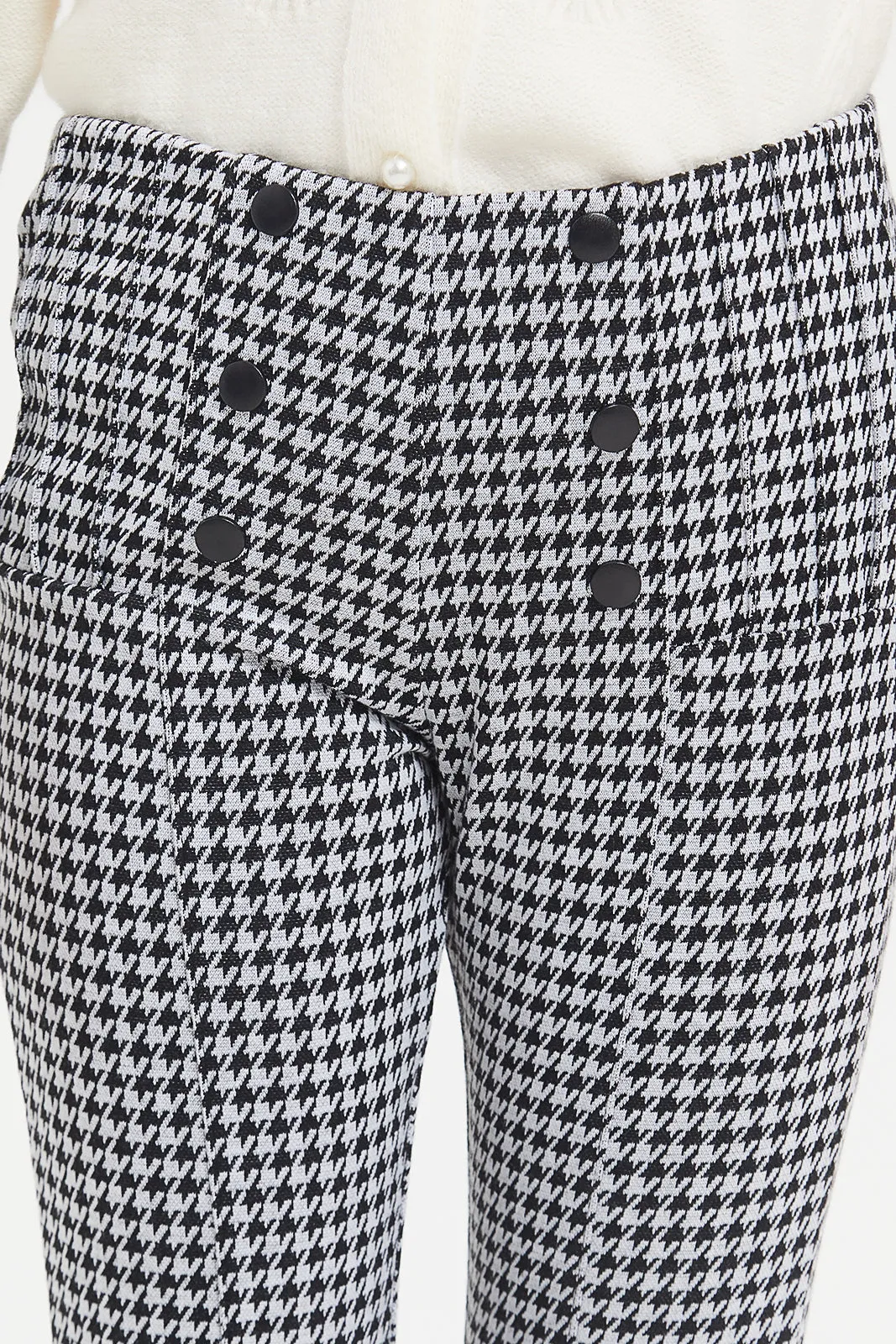 Girls White Check Pointe Leggings