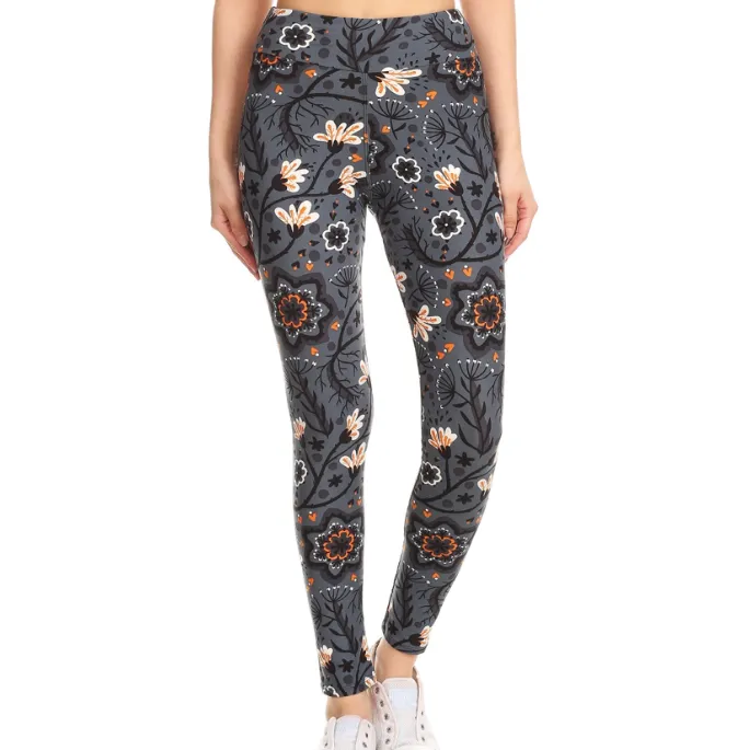 Grey Floral Leggings