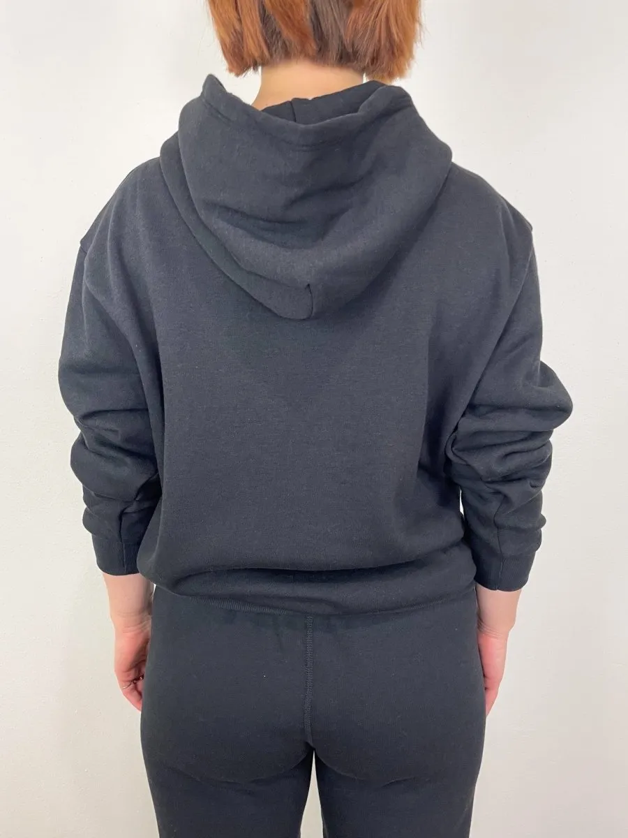 Heart Hoodie in Black/Black