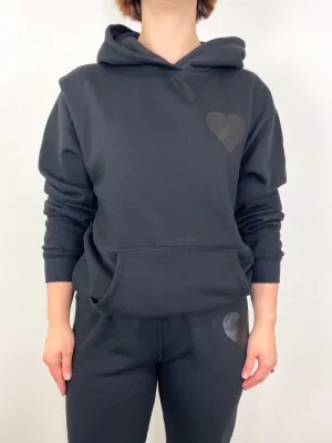 Heart Hoodie in Black/Black