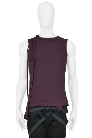 HELMUT LANG DARK PLUM MULTI-STRAP SLEEVELESS SHIRT