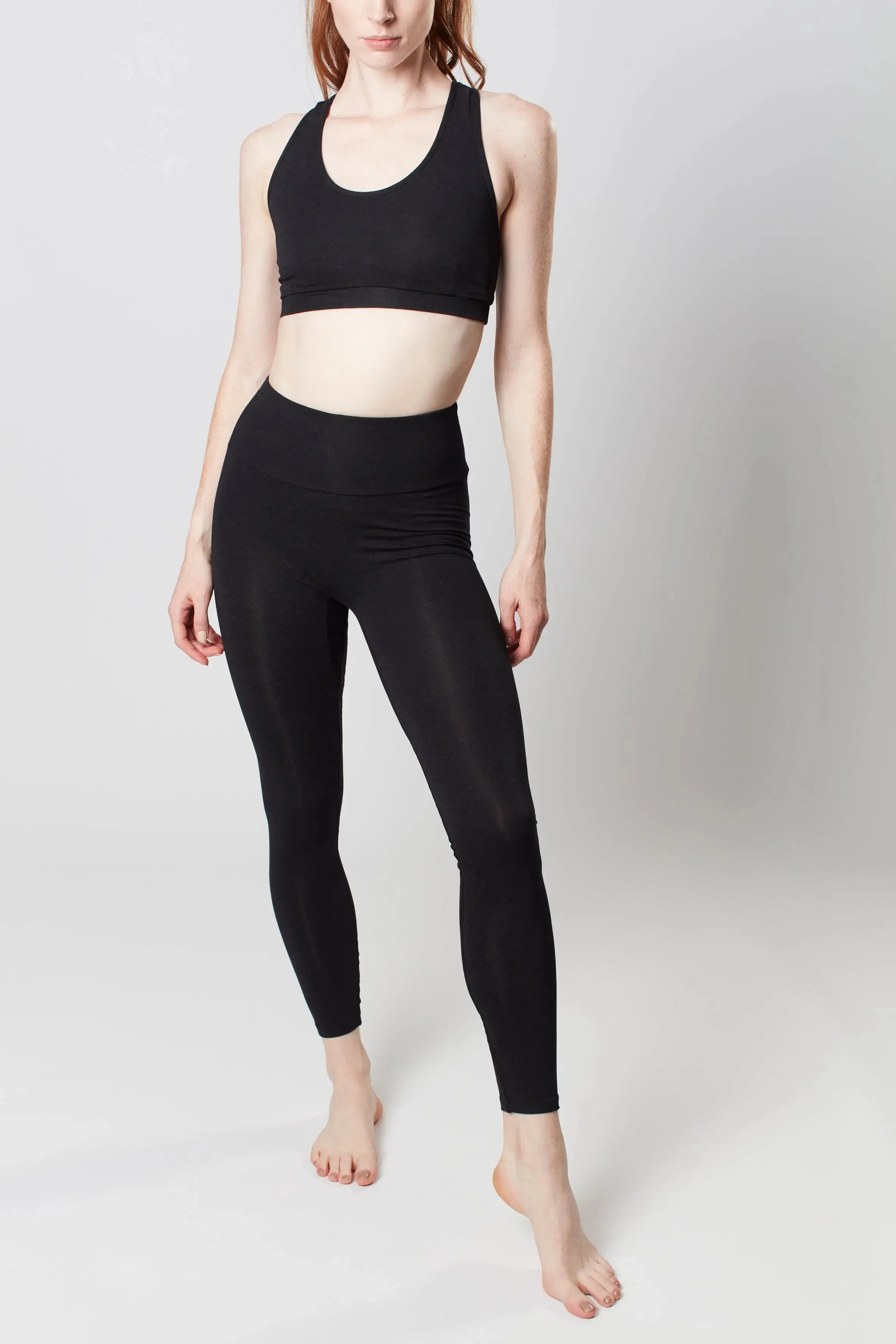 High Waisted Leggings - Marl Black