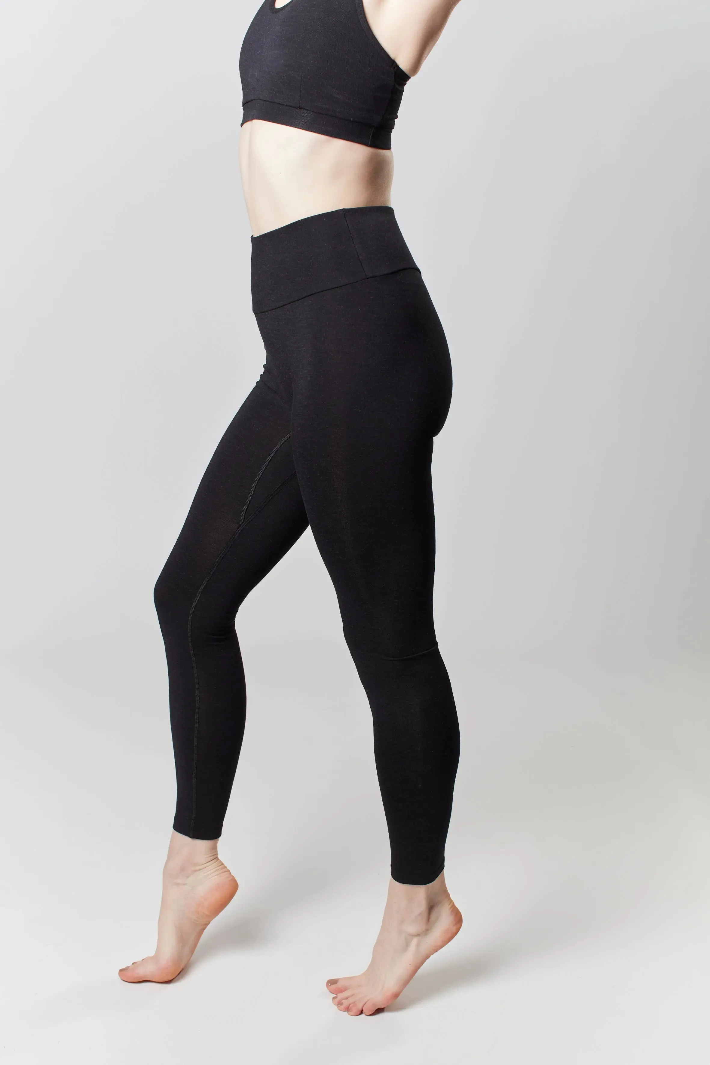 High Waisted Leggings - Marl Black