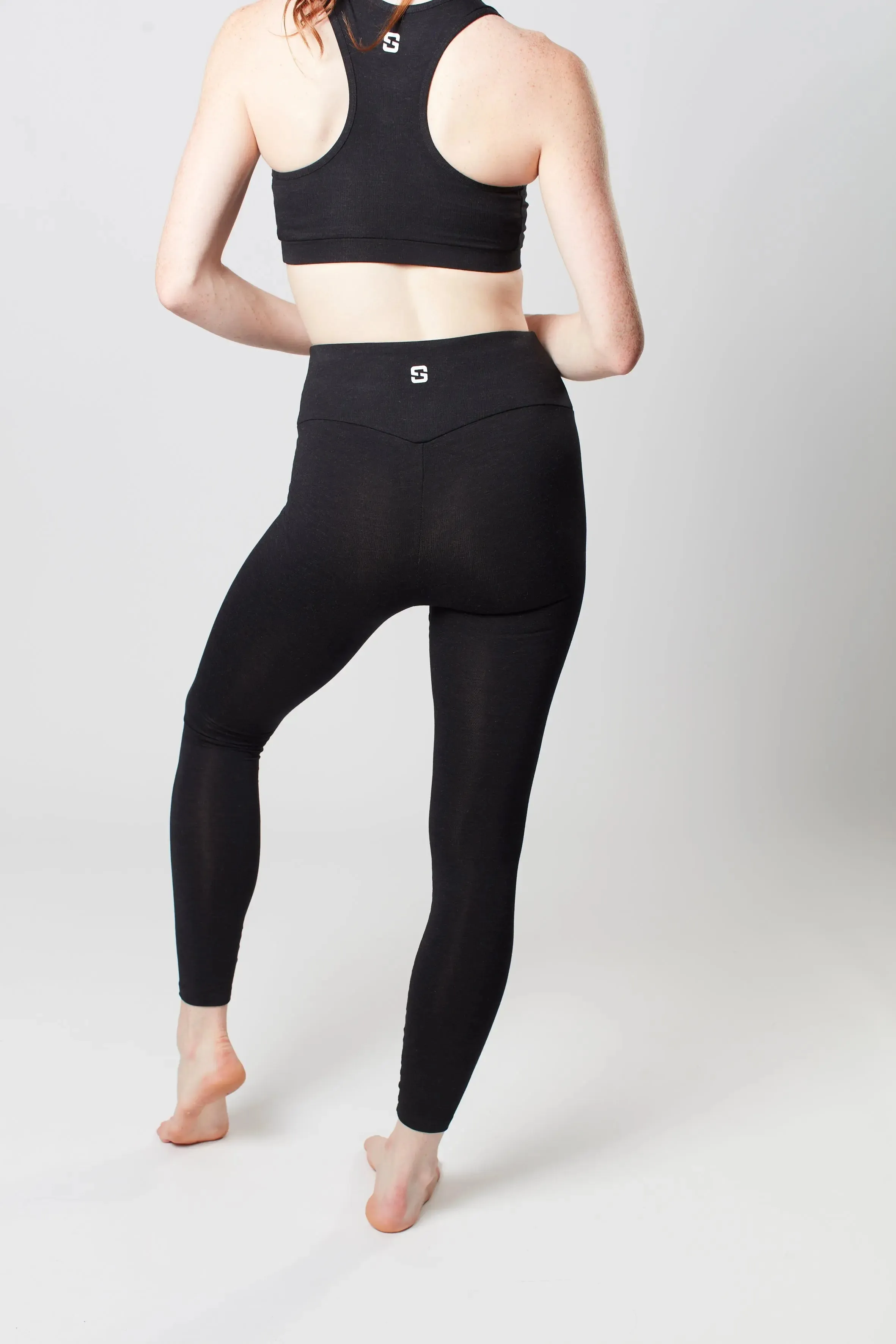 High Waisted Leggings - Marl Black