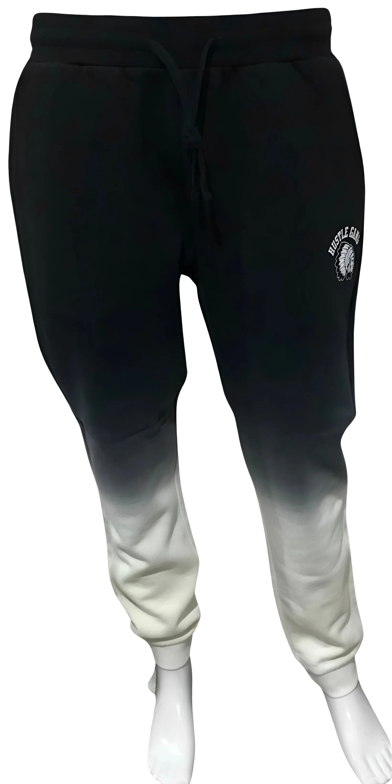 ^HUSTLE GANG^ (BLACK-MULTI) ~DIP DYE~ KNIT JOGGER SWEATPANTS