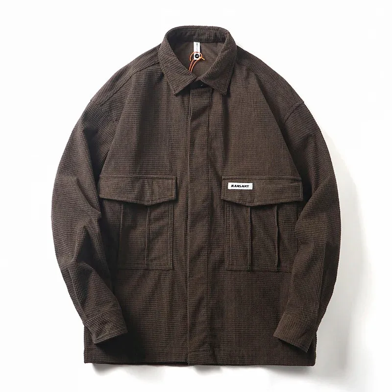 Japanese Streetwear Corduroy Long Sleeve Shirts - Casual Coats Plus Size Tops