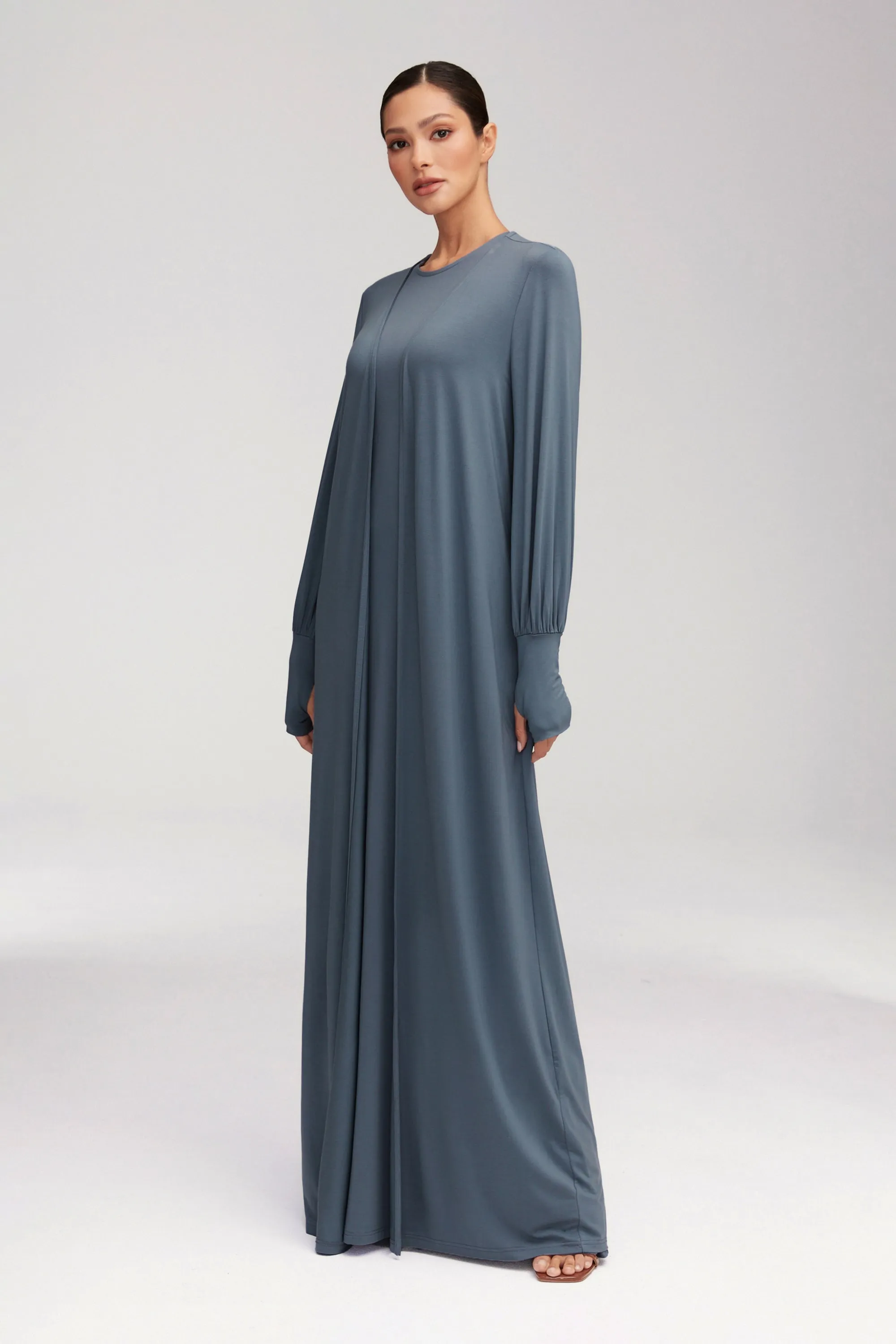 Jenin Jersey Open Abaya - Dusk