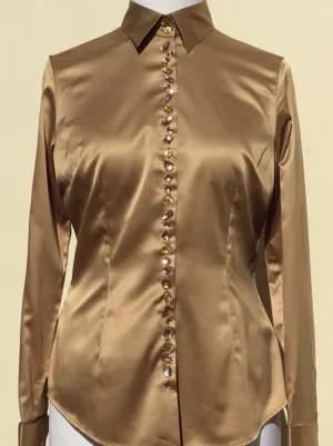 JEWELLERED CUMIN SATIN SHIRT - DOUBLE CUFF