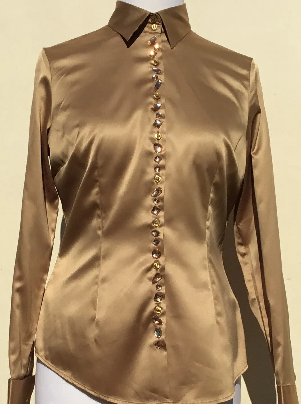 JEWELLERED CUMIN SATIN SHIRT - DOUBLE CUFF