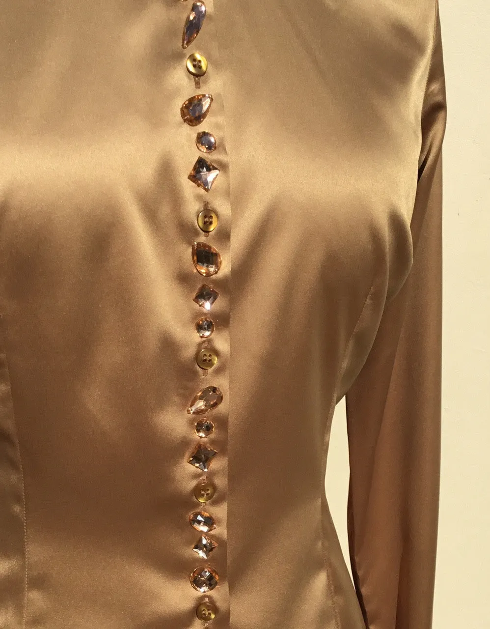 JEWELLERED CUMIN SATIN SHIRT - DOUBLE CUFF