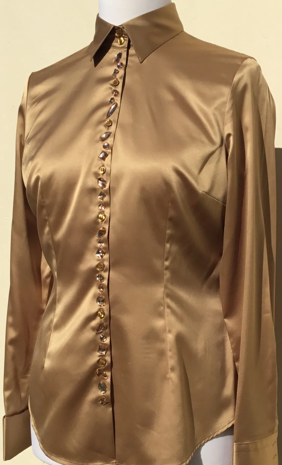 JEWELLERED CUMIN SATIN SHIRT - DOUBLE CUFF