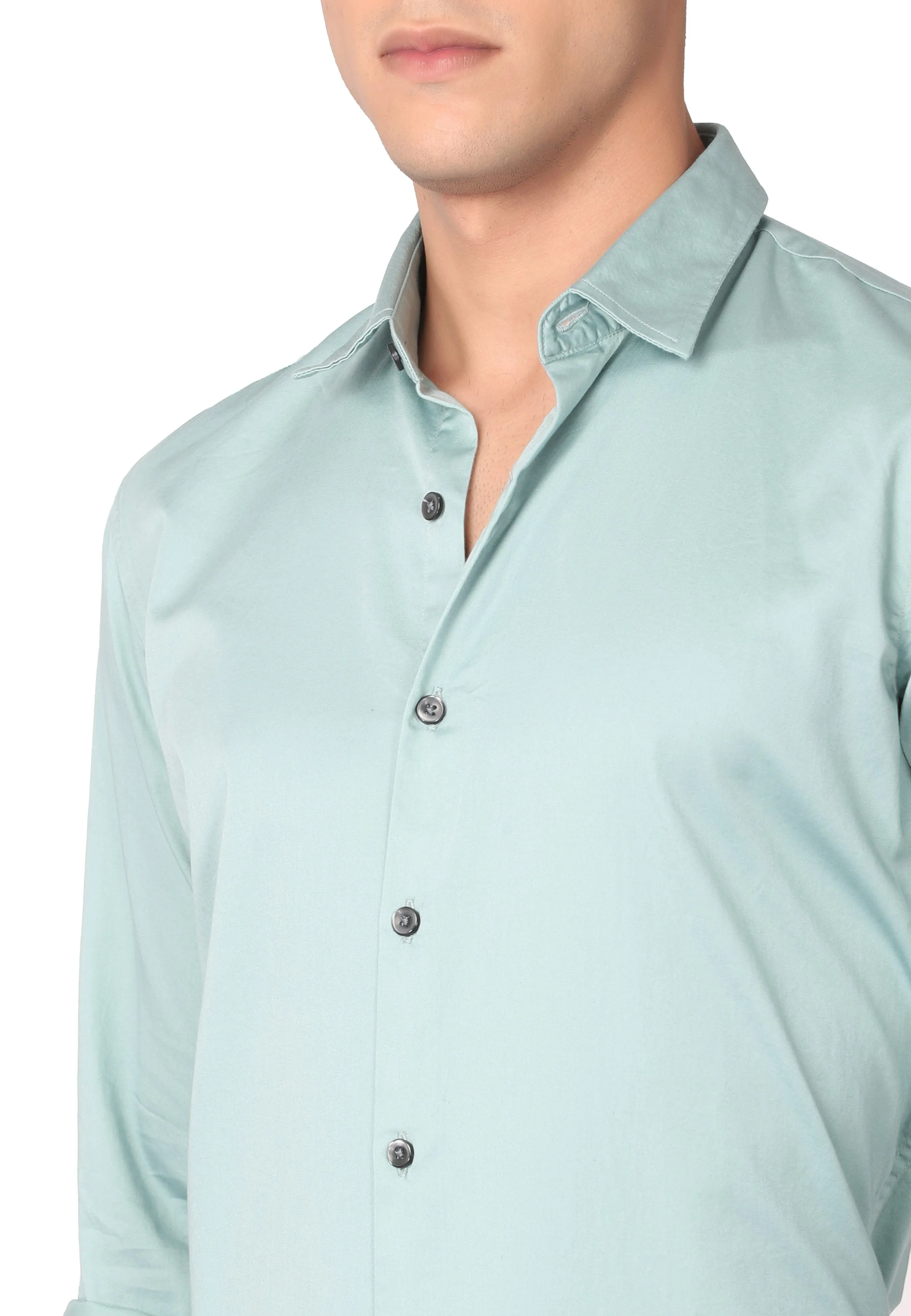 Light Green Stain Twill Formal Shirt