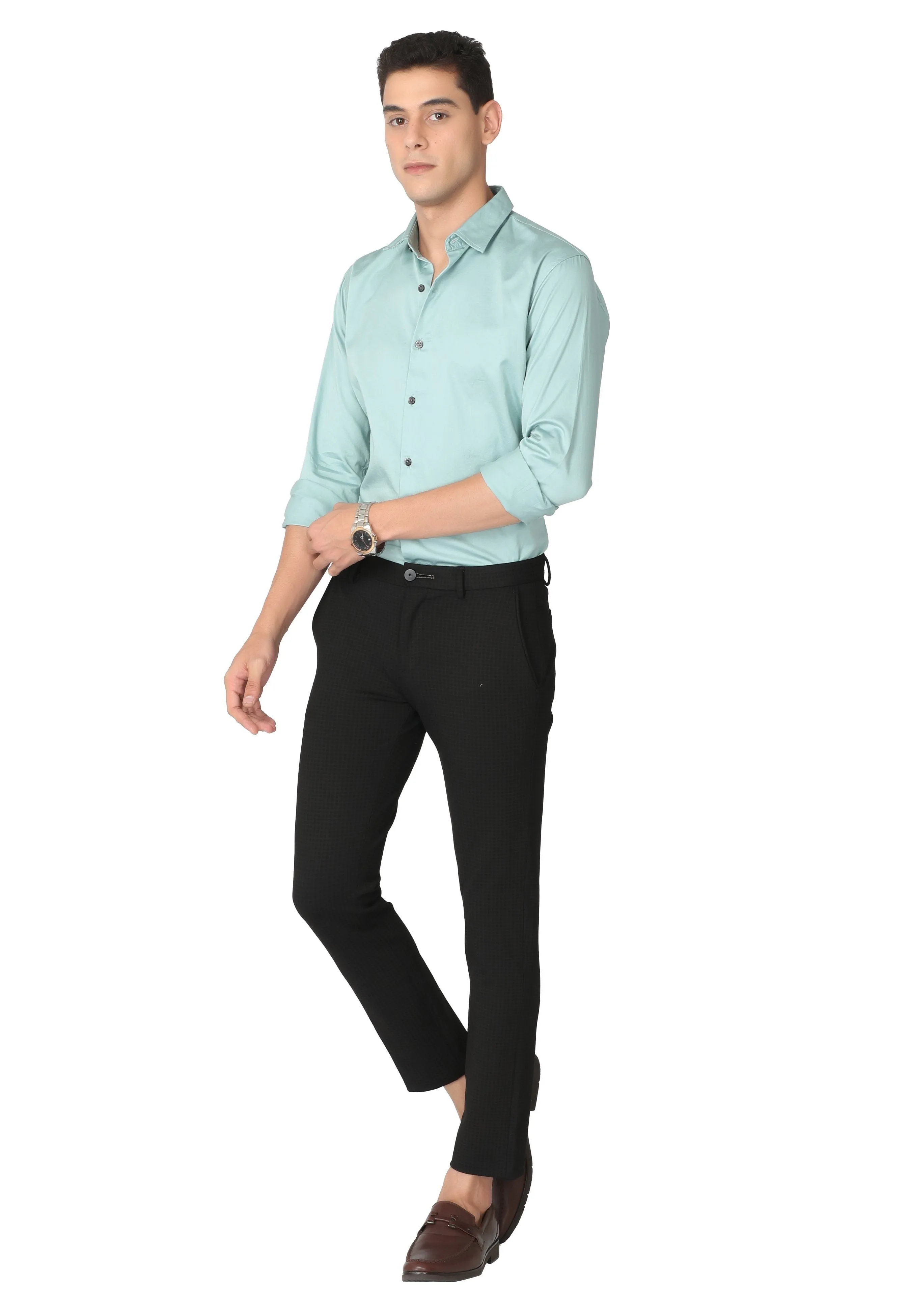 Light Green Stain Twill Formal Shirt