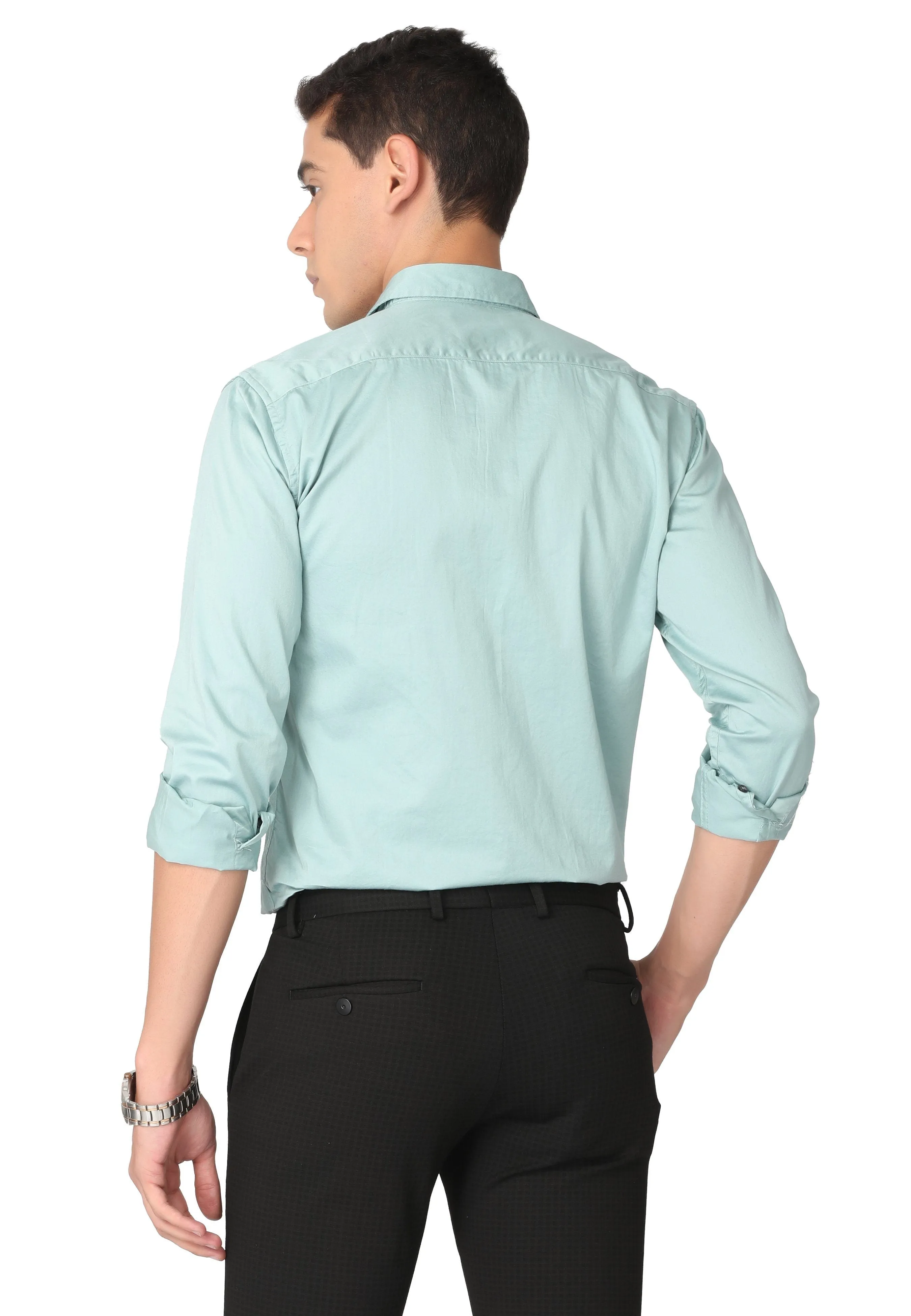 Light Green Stain Twill Formal Shirt