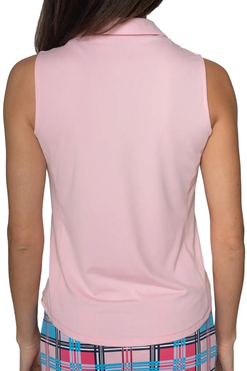 Light Pink Sleeveless Contrast Fabulous Polo