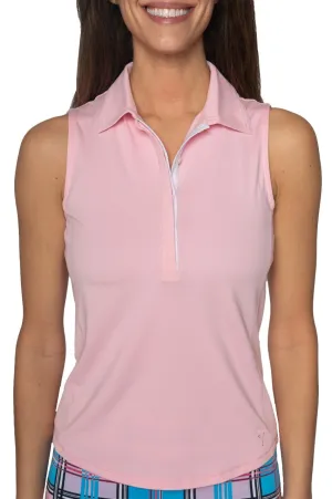 Light Pink Sleeveless Contrast Fabulous Polo