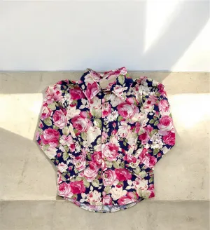 Long Sleeve Button Shirt | Blossoming Blooms in Navy