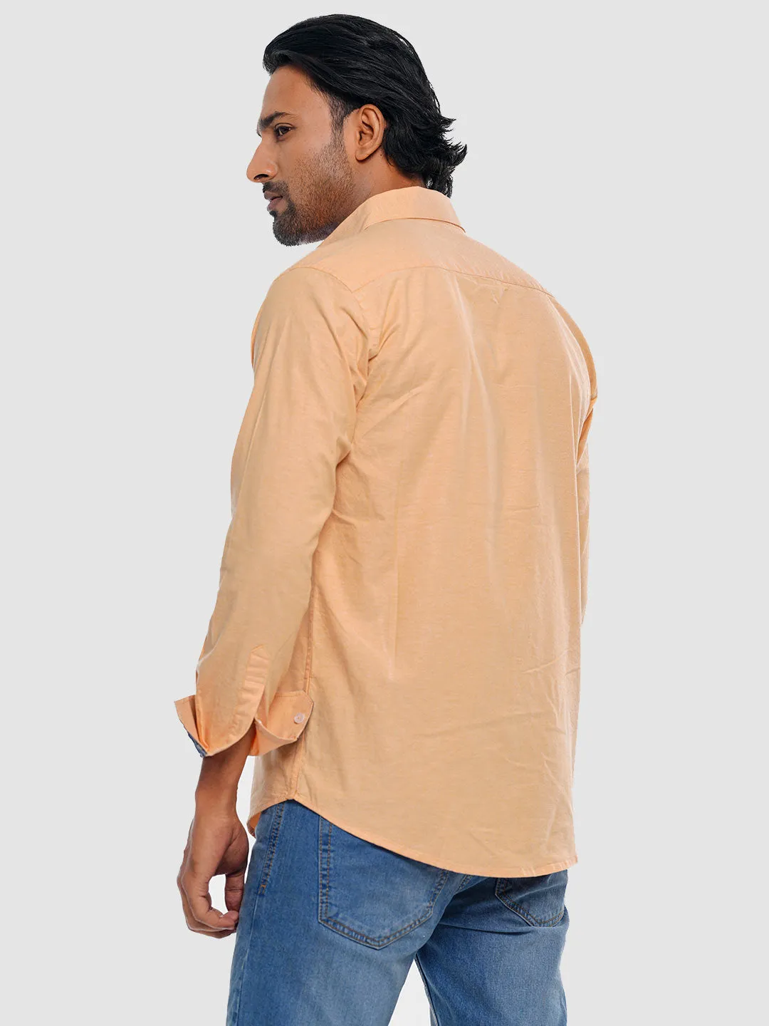 Men's Full Sleeve Shirt in Cantaloup Orange