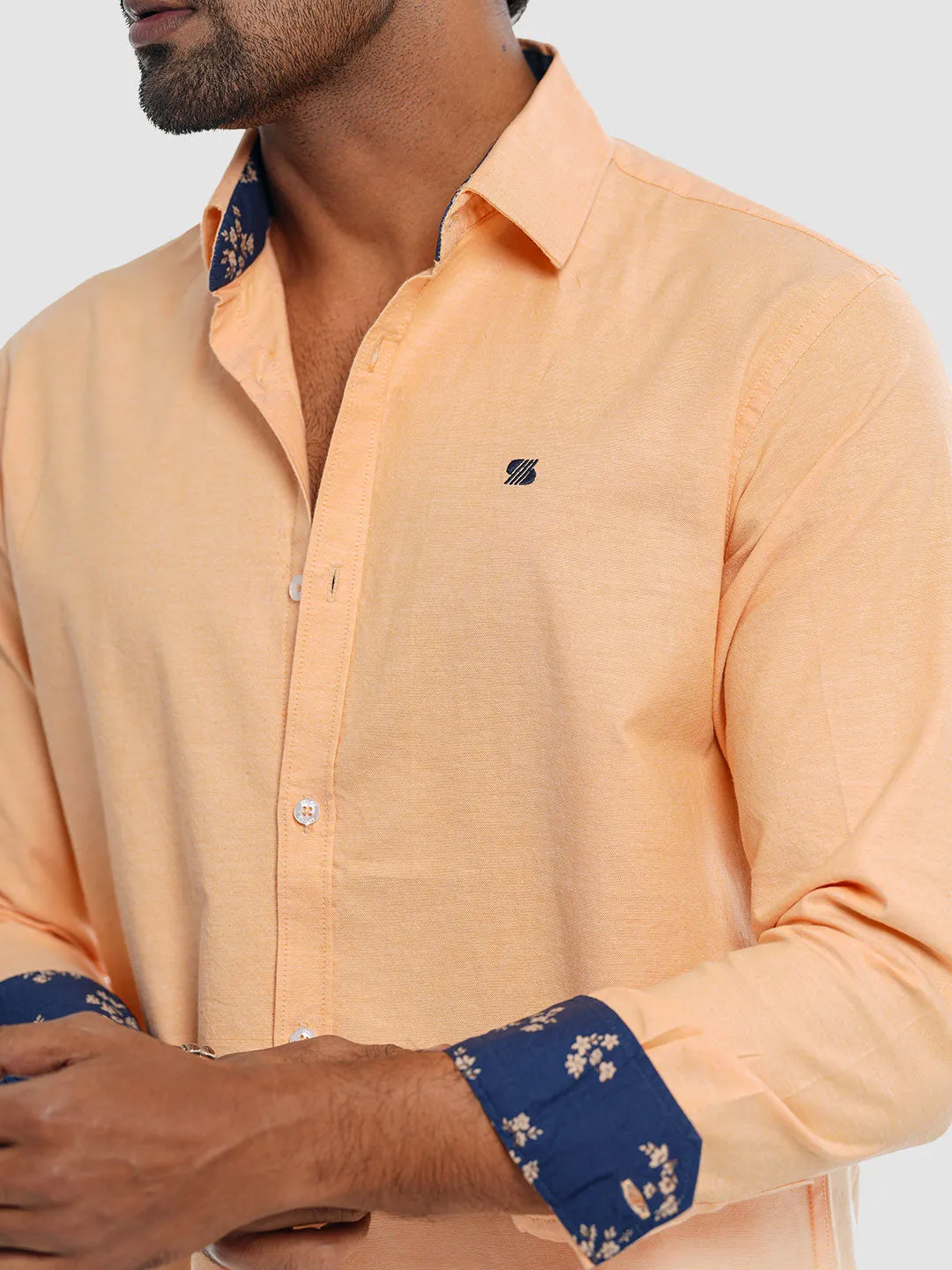 Men's Full Sleeve Shirt in Cantaloup Orange