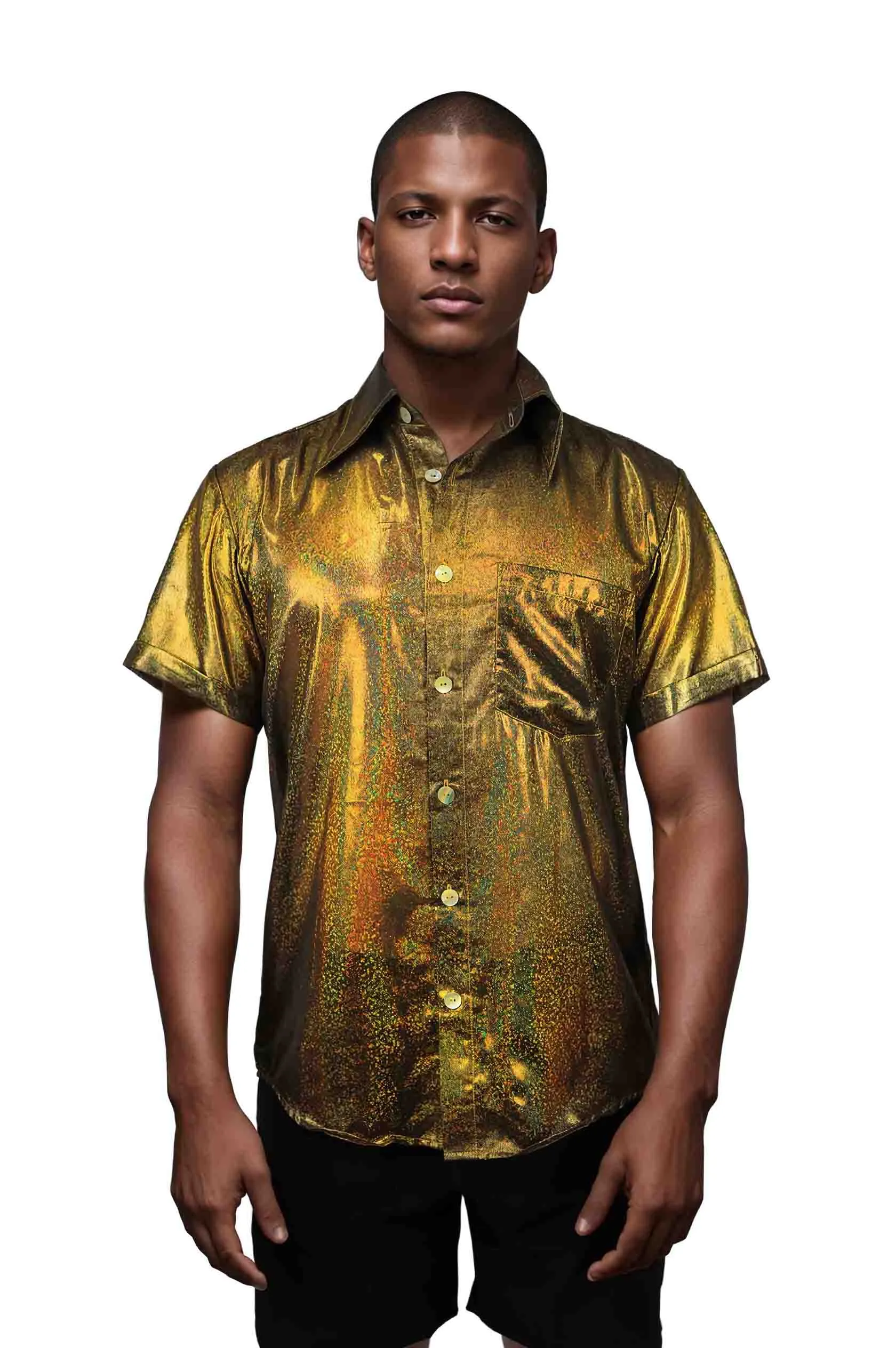 Mens Gold Button Down Shirt