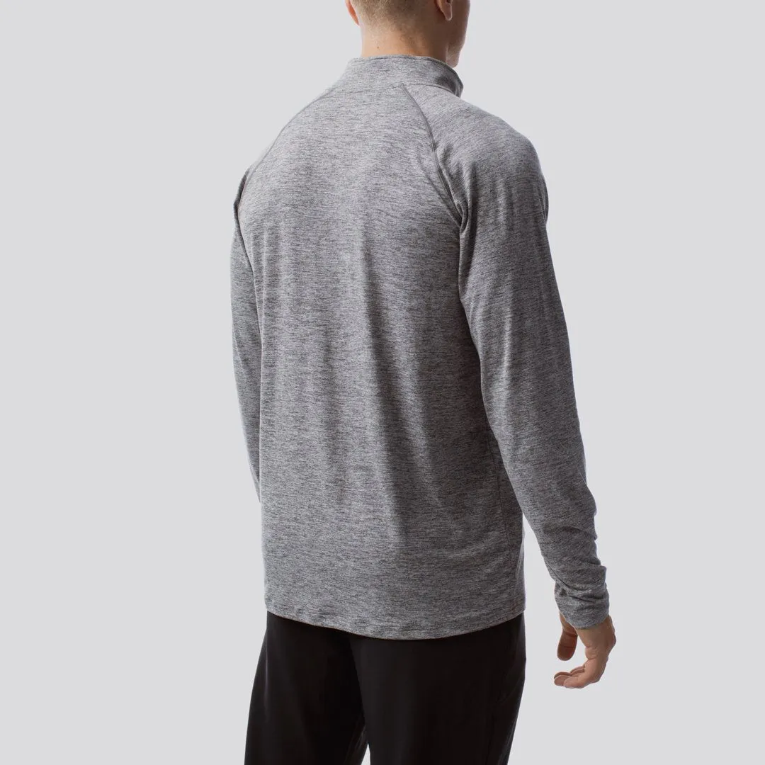 Men's Zip Neck Athleisure Long Sleeve (Heather Grey)