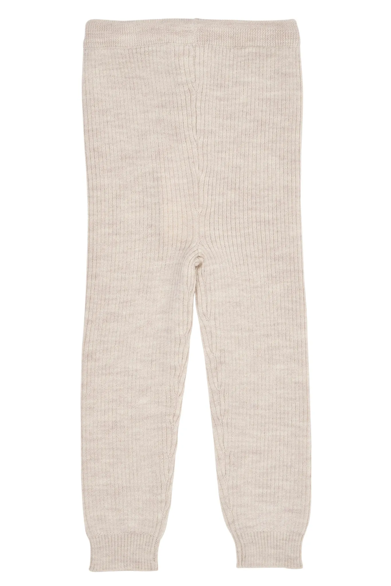 MERINO CLASSIC RIB LEGGINGS W. DRAWSTRINGS - PALE CREAM MELANGE