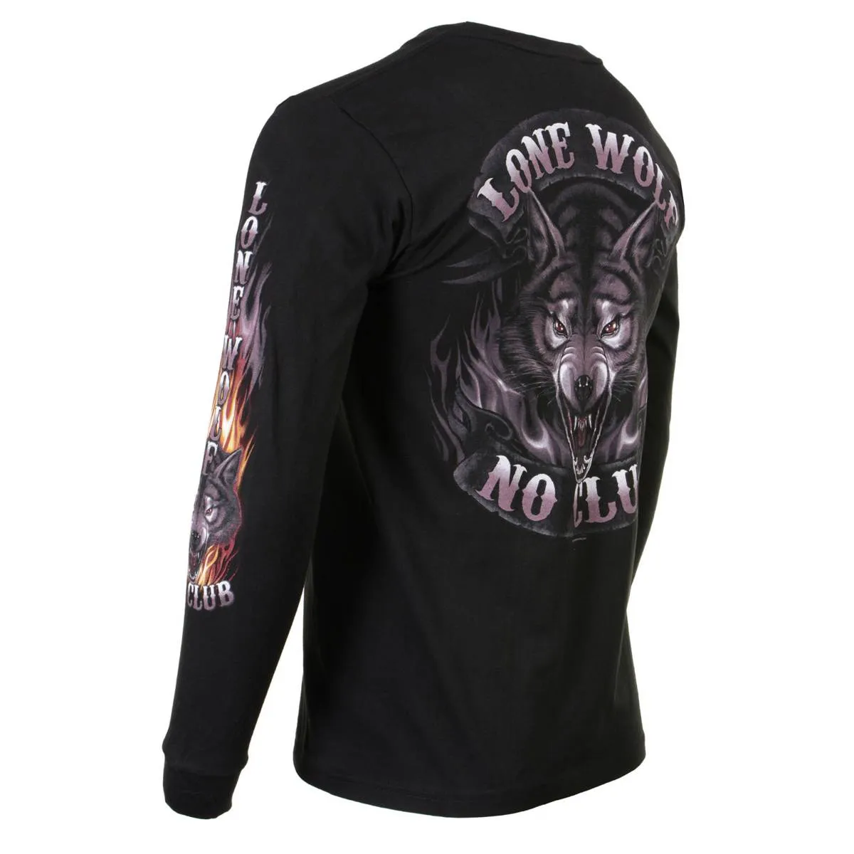 Milwaukee Leather MPMH117001 Men's 'Lone Wolf No Club' Biker Long Sleeve T-Shirt