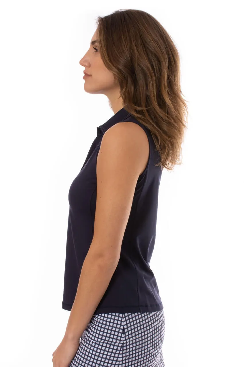 Navy Sleeveless Fabulous Polo