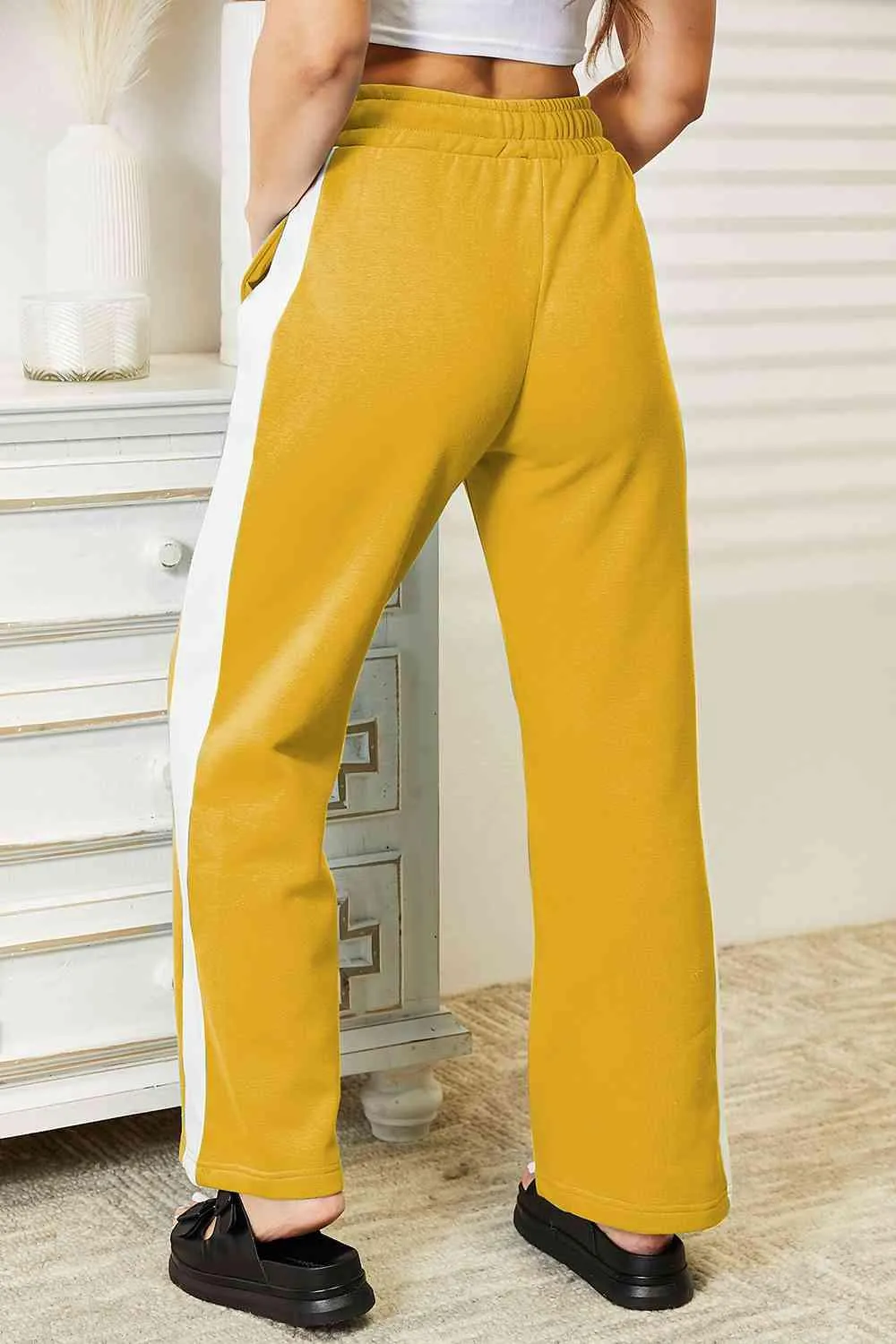 Ninexis Full Size Side Stripe Drawstring Pants