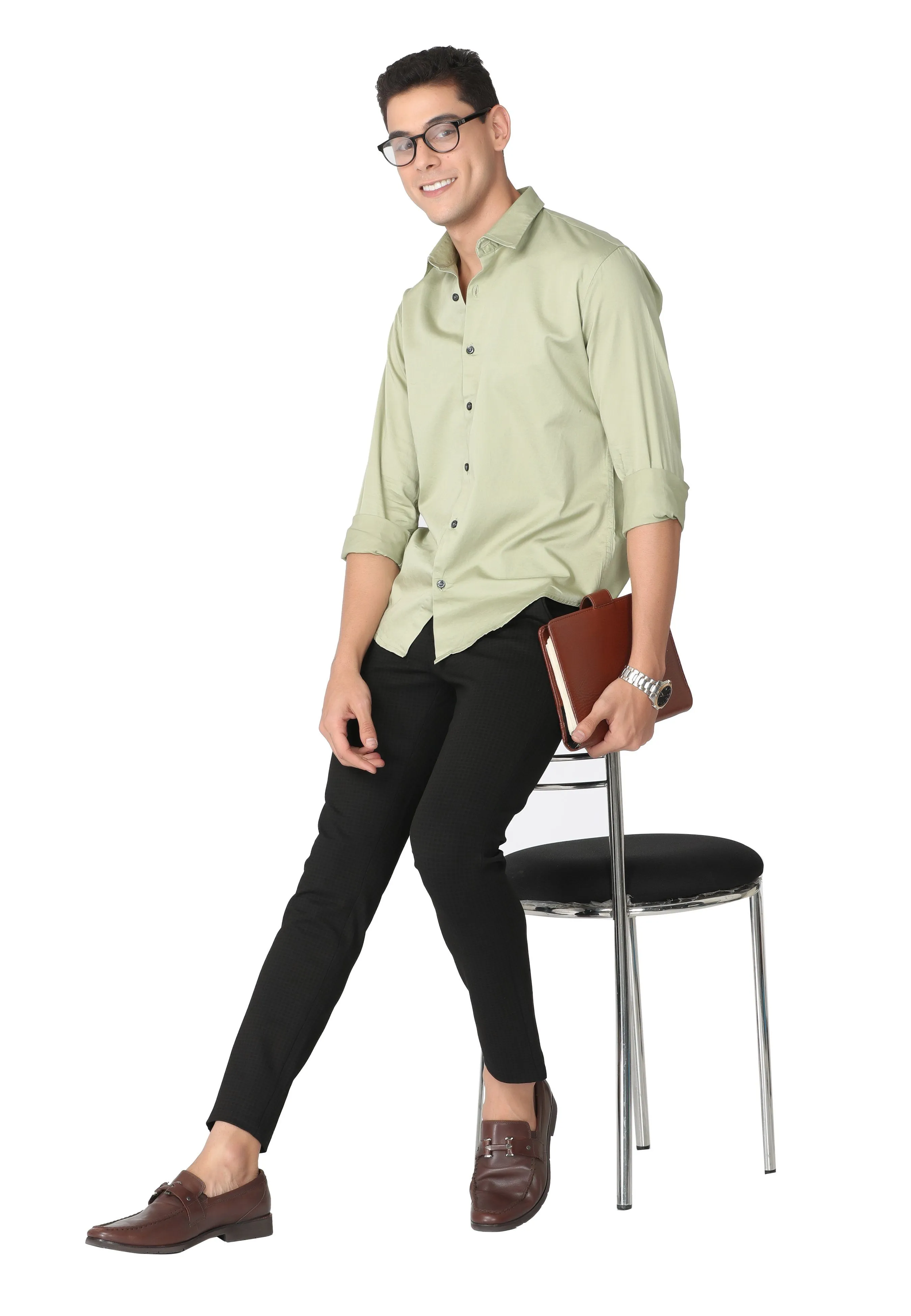 Pale Green Stain Twill Formal Shirt