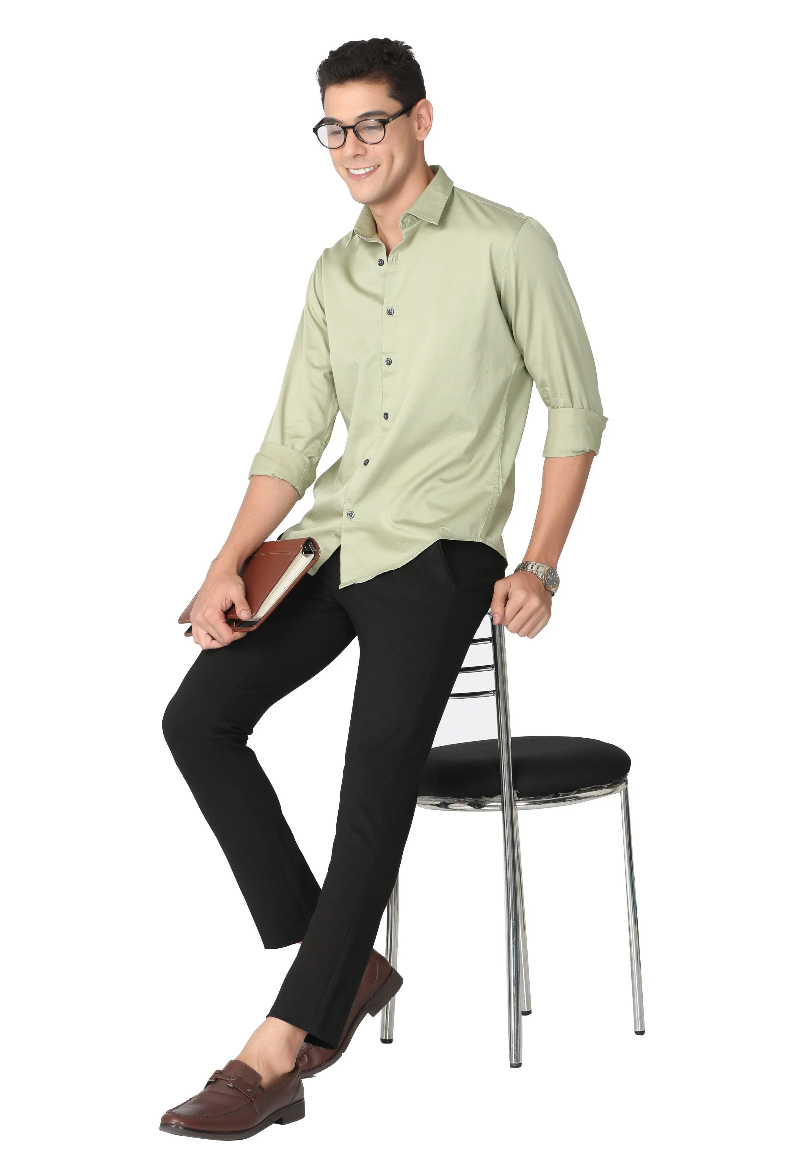 Pale Green Stain Twill Formal Shirt