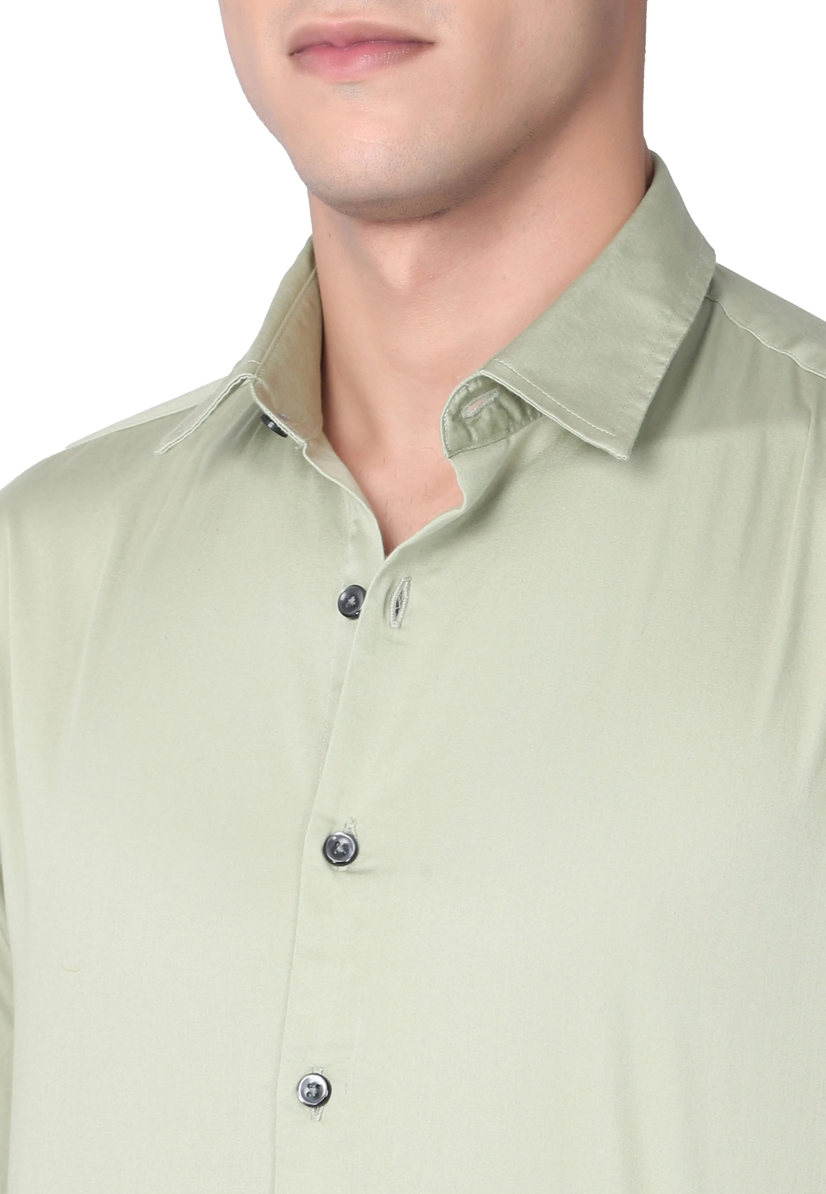 Pale Green Stain Twill Formal Shirt