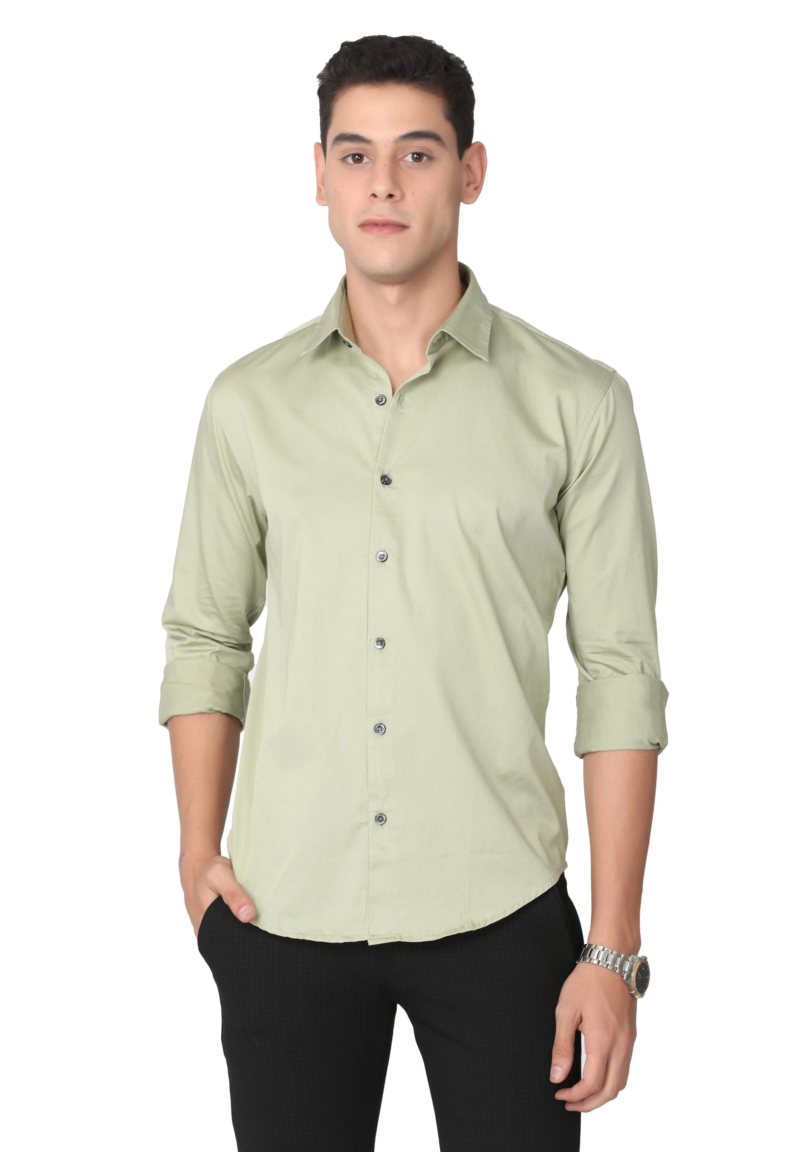 Pale Green Stain Twill Formal Shirt