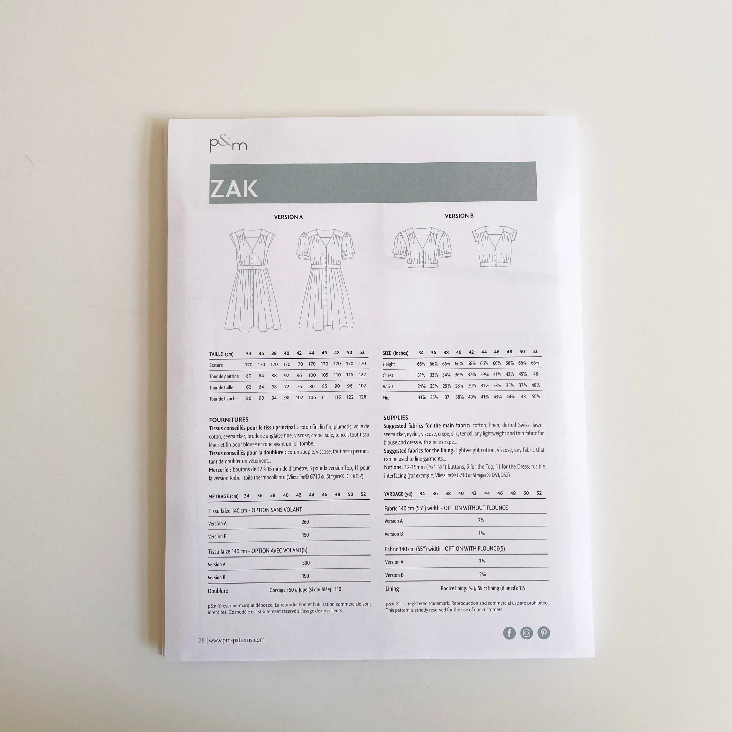 P&M Patterns : Zak Blouse & Dress