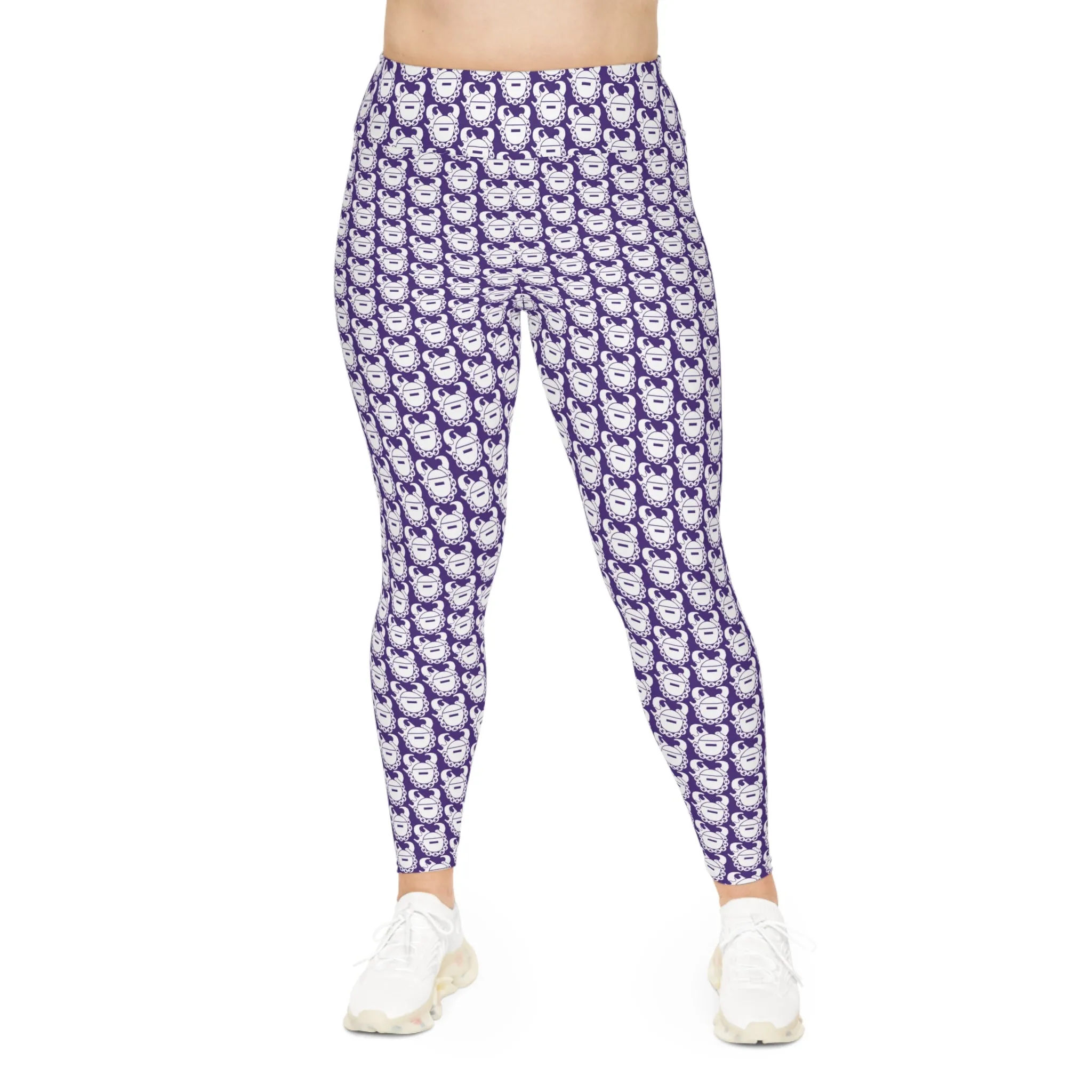 Plus Size Leggings - Purple/White Helmets