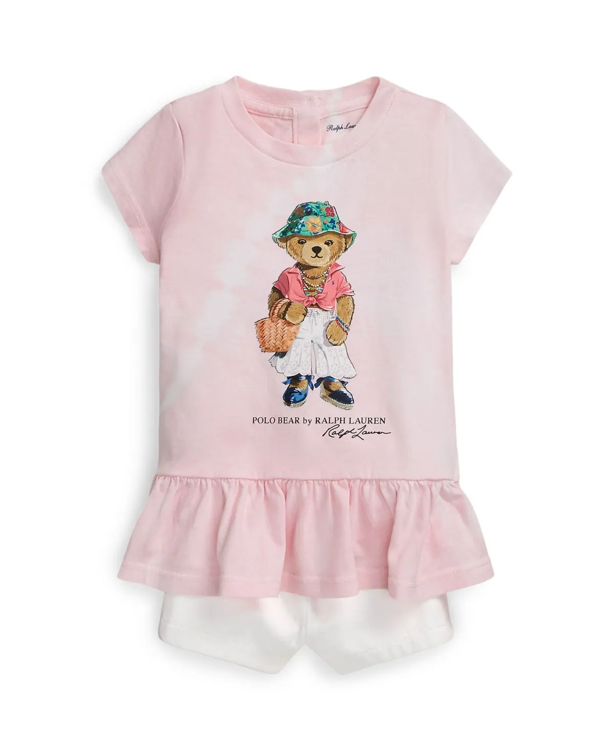 Polo Ralph Lauren Baby Girls Tie-Dye Polo Bear T-shirt and Chino Shorts Set