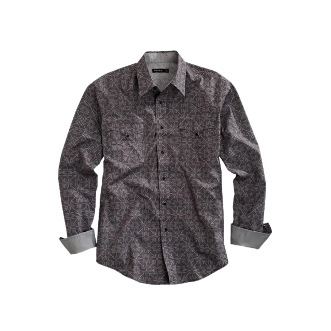 Roper Men's Arrow Point Print Grey Shirt