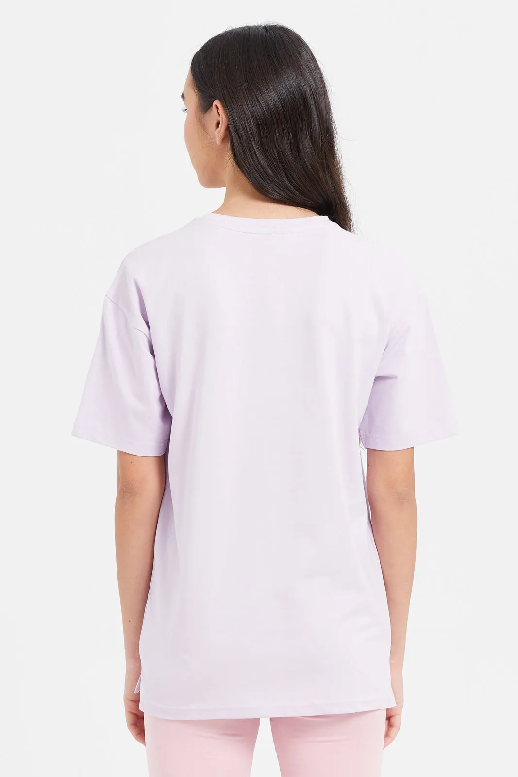 Senior Girls Lilac Wednesday  Print Oversize T-Shirt