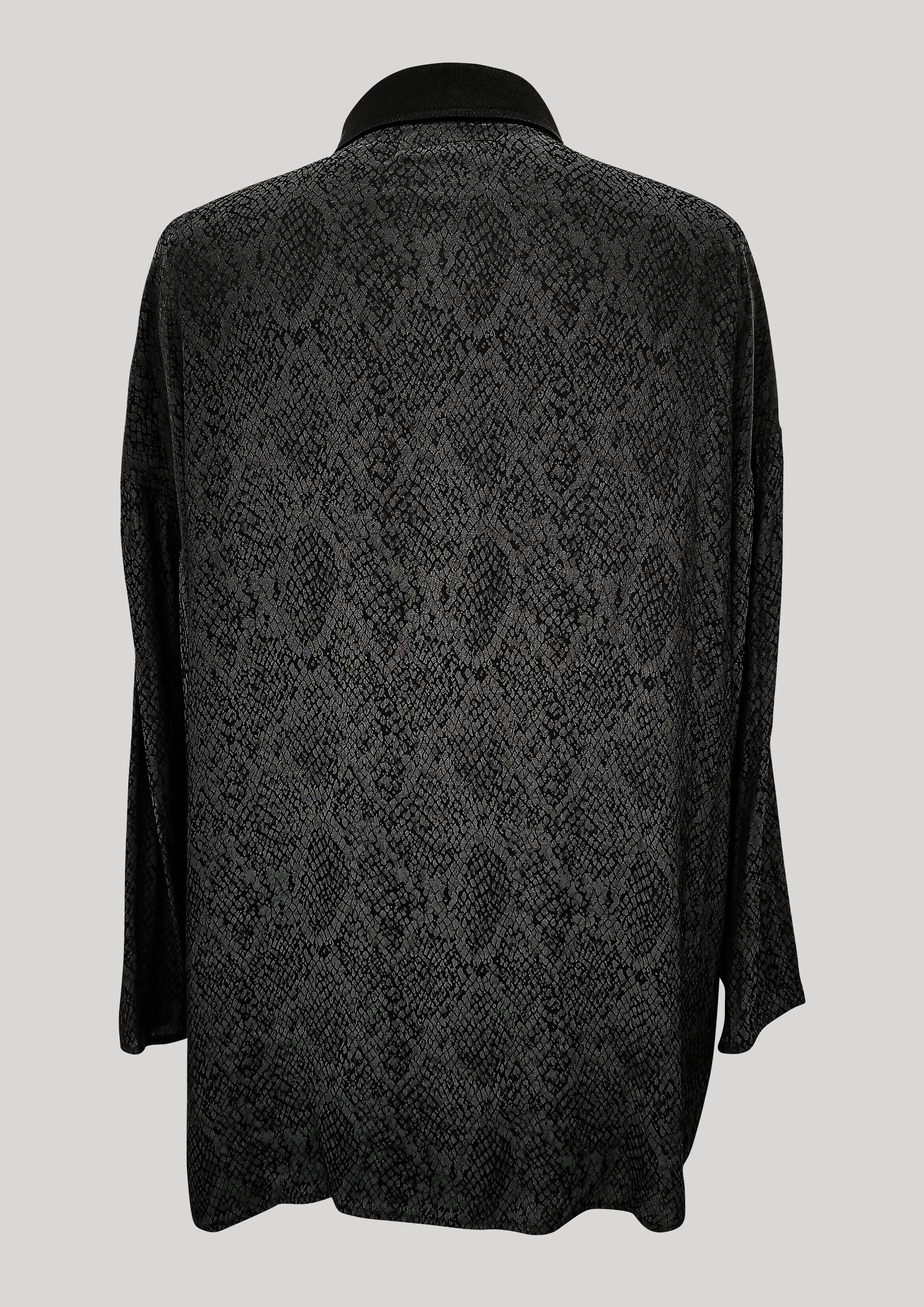 SHIRT COLLAR ZIP - JACQUARD SATIN black snake