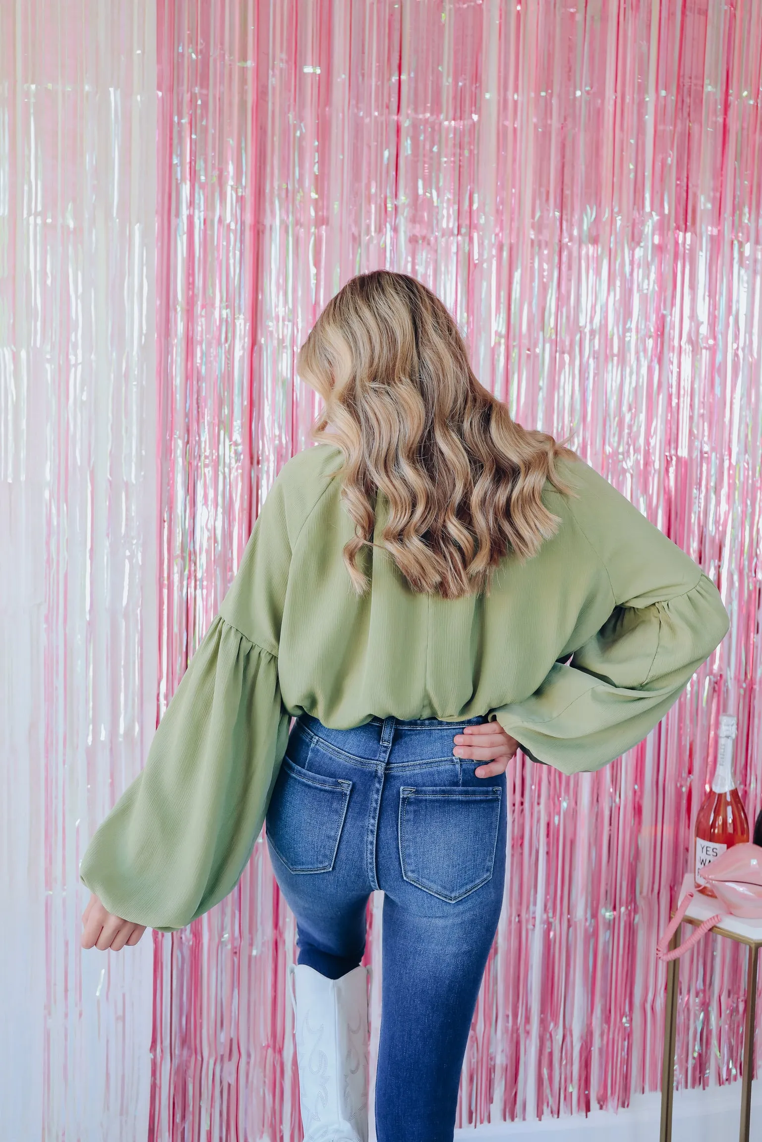 Sweet Sophistication Cropped Blouse - Sage