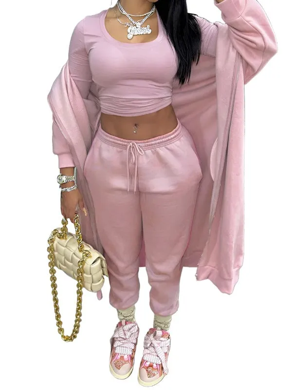 TEEK - Long-Sleeved Hooded Sweatsuit Two-Piece Set