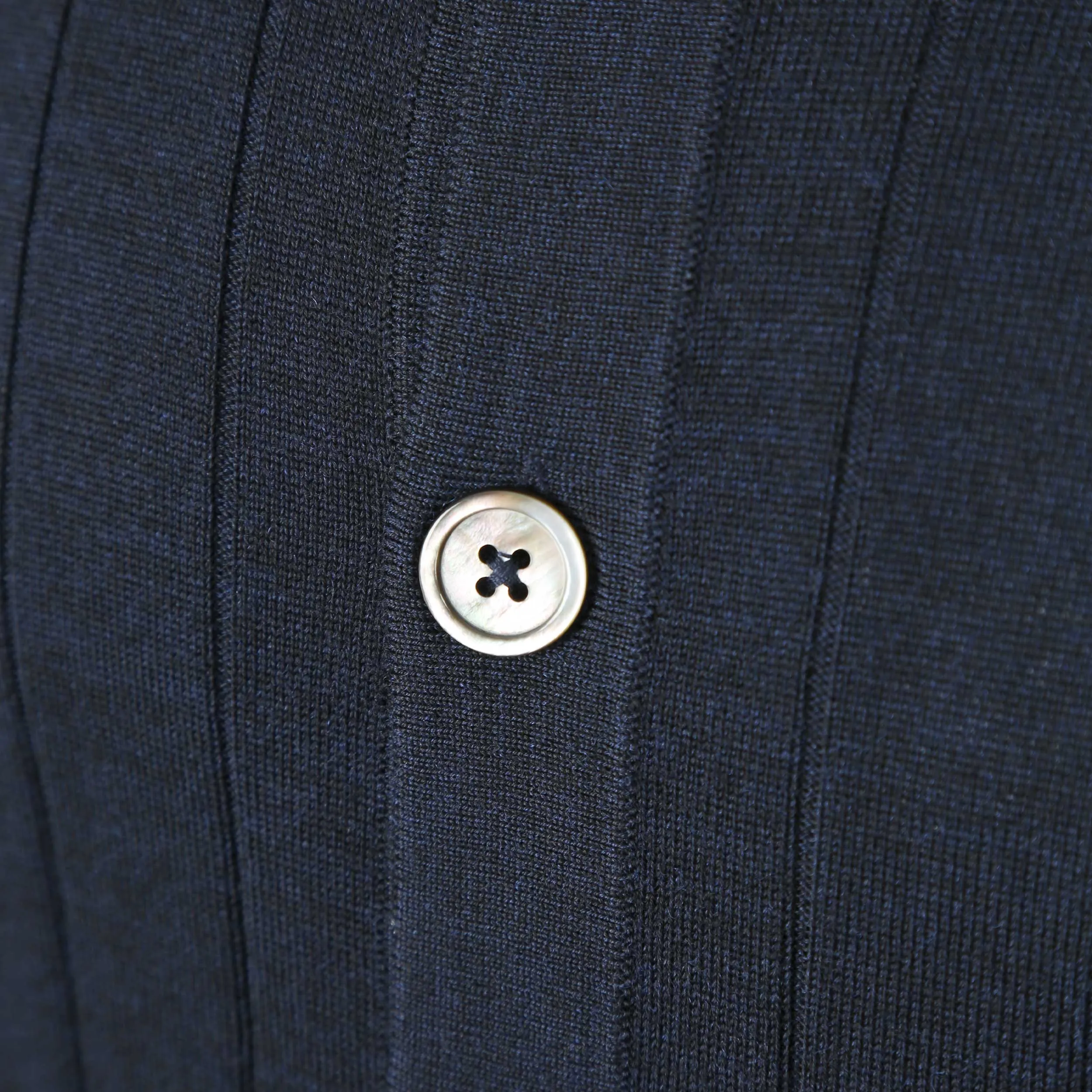 Thomas Maine Shirt Full Button Knit Through in Navy