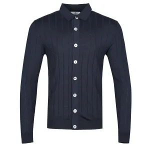 Thomas Maine Shirt Full Button Knit Through in Navy