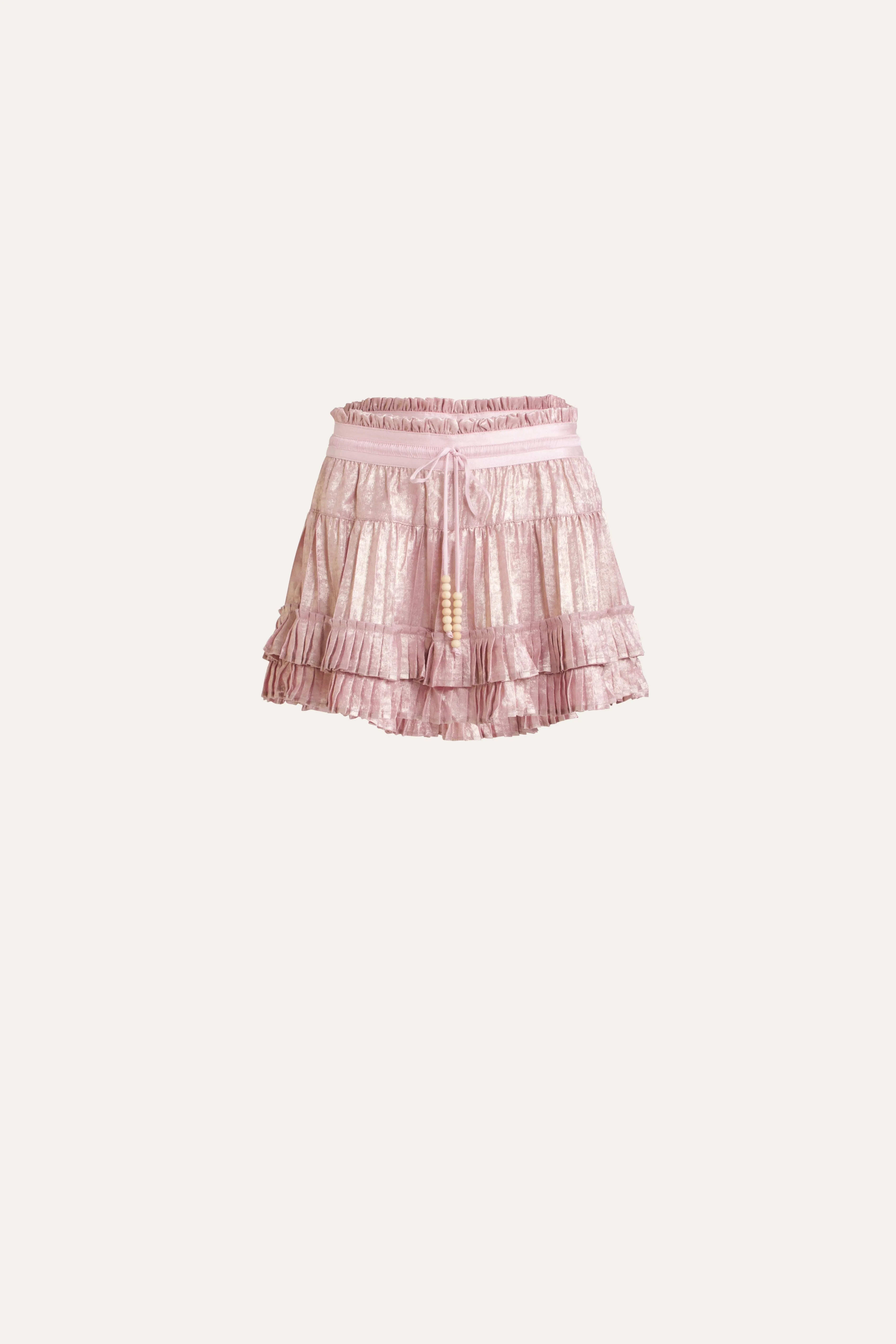 Wanda Pleated Lamé Frill Short